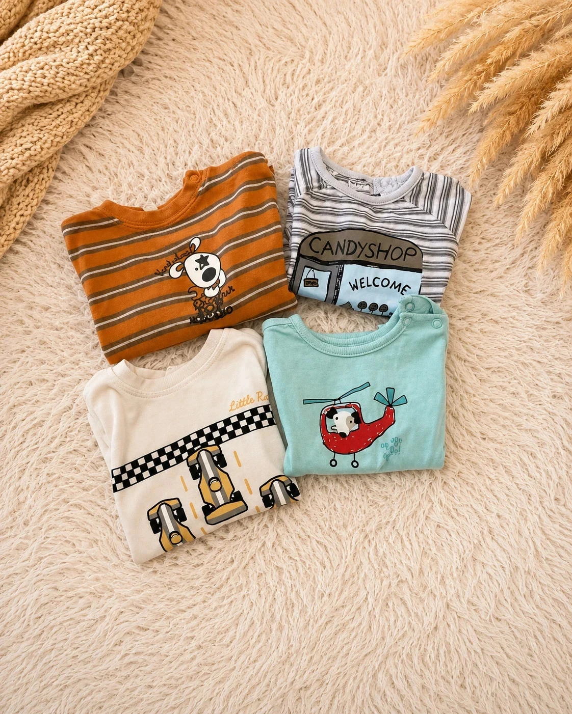 Lot de 4 t-shirts manches longues bébé – Taille 6 mois
